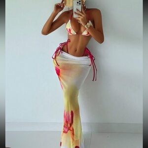 Vibrant Yellow and Pink Bikini Set